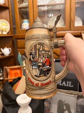 Budweiser Beige and Red Ceramic Beer Stein